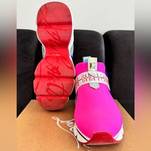 Christian Louboutin Fuchsia Sneakers with Red Soles